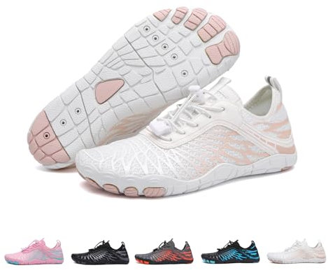 GemChve Chaussures Aquatiques Homme Barefoot Femme Chaussure Plage Chaussure d'eau Séchage Rapide Respirant Et Antidérapant White 38EU