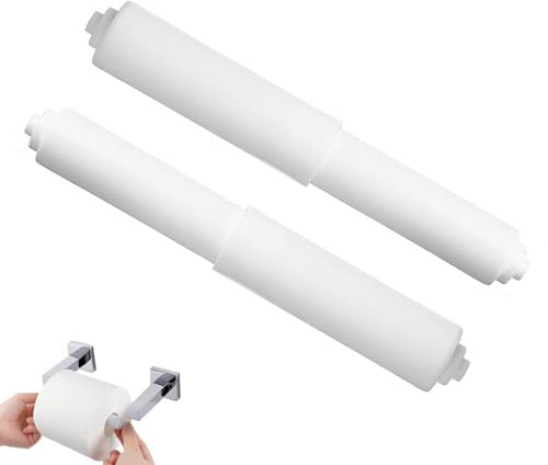 2 PCS Toilet Paper Holder Rollers, Plastic Toilet Tissue Roll, Toilet Roll Holders Insert, Loo Roll Holderc, Spring Loaded Bathroom Replacement Roller(White)