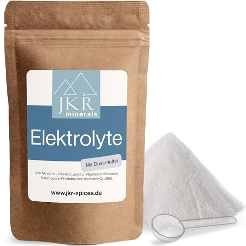 JKR Minerals Elektrolyte Pulver Pur 450g, Ohne Zucker, Mit Magnesium, Kalium, Calcium, Natrium und Chlorid – Hochdosiert & Hochrein – Für Sport, Keto, Fitness, Sauna, Sommer & Regeneration