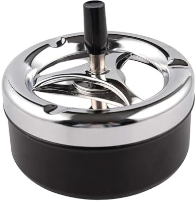 Drehaschenbecher,Aschen becher,Aschenbecher Für Draussen,Aschen becher Mit Deckel,Aschenbecher Outdoor, Groß,Mit Deckel Für Draußen(Silber)