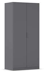 Rauch Möbel LAGOA, Kleiderschrank, Farbe Grau metallic, Breite 91 cm | Schrank, Mehrzweckschrank, 2-türig, Zubehör Basic, für Schlafzimmer, Kinderzimmer, Babyzimmer, Homeoffice, Garderobe, Flur