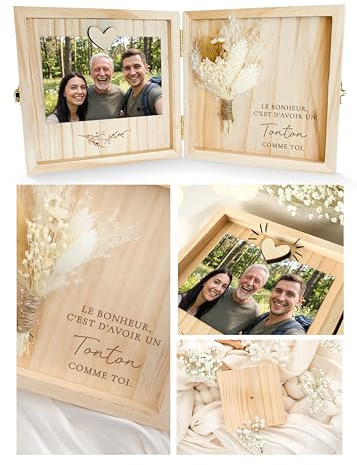 Joli Coon Cofanetto regalo zio in legno - La felicità è avere uno zio come te - Cofanetto regalo di alta qualità in legno 14 x 14 x 3 cm
