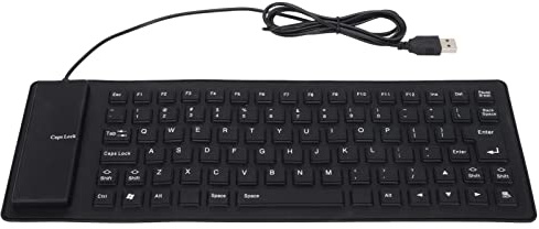 NOENNULL Silicone Keyboard Foldable Flexible USB Wired Rollup Keyboard for PC Notebook Laptop Fully Sealed Design (Black)
