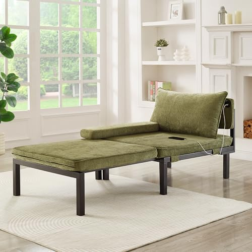 staronce Schlafsofa 2-in-1 mit USB & Type-C – klappbarer Sessel als Bett & Couch, grün, modulares Sofa für kleine Wohnungen, Gästebett, Balkon, Homeoffice, platzsparend