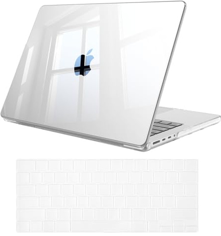 Fintie Funda y Protector de Teclado para MacBook Pro de 14 Pulgadas | 2026-2021 (M5 M4 M3 M2 M1), Ultra Delgada y Antiamarilleamiento, Transparente