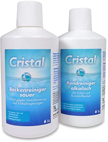 Cristal Poolrand- & Beckenreiniger Set - Effektive Reinigung für Poolränder & Becken - Schmutz- & Kalkentferner - Für alle Pooltypen geeignet