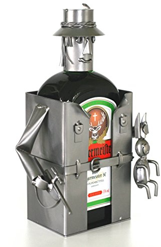 metalman24 Schraubenmännchen JÄGER LIKÖRHALTER FLASCHENHALTER - Flaschen- Deko für Likör - handgefertigte Likörgeschenke - ausgefallene Geschenkidee