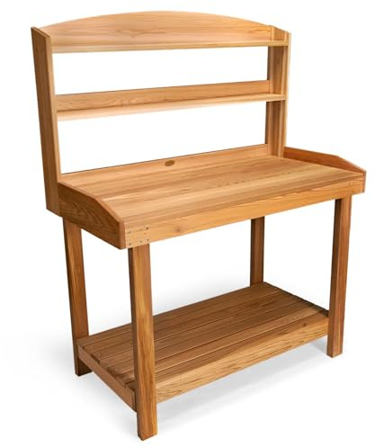 All Things Cedar Deluxe Potting Bench, Outdoor Garden Workstation Table, 24 D x 47.5 W x 61 H