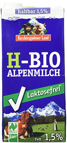 Berchtesgadener Land Bio Haltbare Bio-Alpenmilch LAKTOSEFREI, 1.5%, 12er Pack (12 x 1 l)