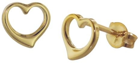 trendor Damen Ohrringe 333 Gold Ohrstecker Offenes Herz 35815 | wunderschöne Ohrstecker aus Echtgold für Frauen,