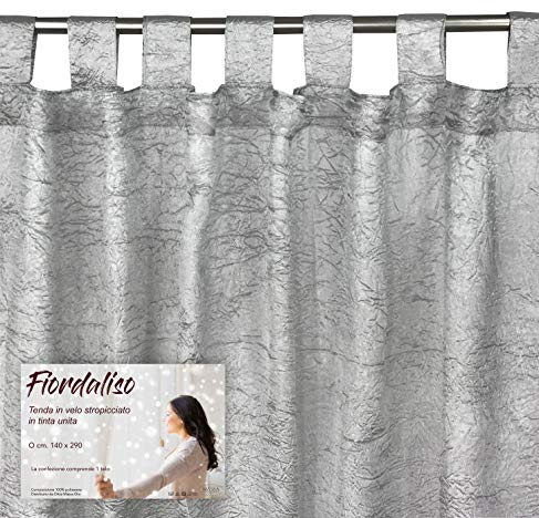 Tende Camera da Letto | Tenda Fiordaliso in Tinta Unita| 100% Poliestere |CM. 140X290 confezionata (Grigio)