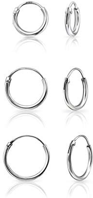 DTPsilver® 3 Paare WINZIGE Creolen Ohrringe 925 Sterling Silber - Knorpel/Wendel/Tragus - Dicke 1.5 mm - Durchmesser 8, 10, 12 mm