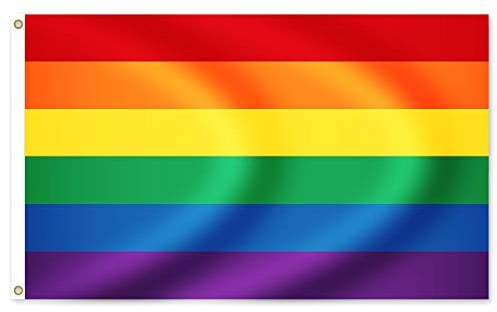 Alsino LGBTQ Flagge groß Peace Schwule Lesben LGBT Regenbogen Flagge Rainbow Fahne, 150 cm x 90 cm Frieden, Regenbogenfahne, Flaggenregenbogen Wetterfest und Rissfest Fl-32