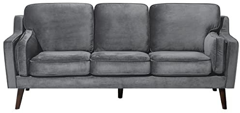 Beliani Trendy Retro 3-Sitzer in Dunkelgrau Samtstoff Lokka