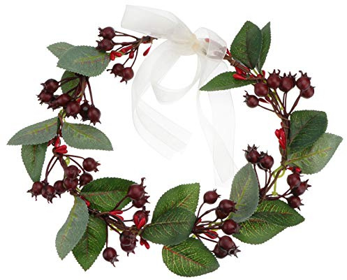 Lurrose Floral Crown Stirnband Weihnachten Haar Kranz Floral Crown künstliche Beere Garland Haarschmuck für Festival Party Hochzeit (rot)