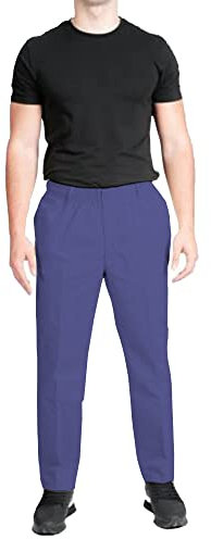 Style Spot Mens Rugby Trousers Fully Elasticated Stretch Waist Band Zip Button Fastening Casual Formal Work Pant (Navy Blue, 36W / 29L)