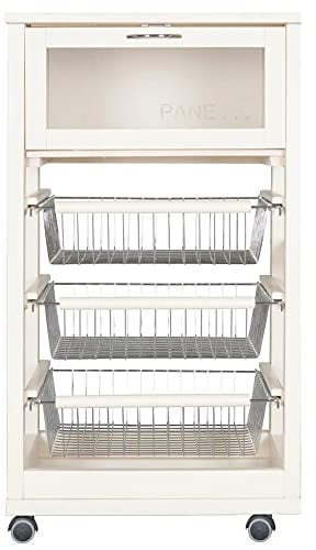 LIBEROSHOPPING.eu - LA TUA CASA IN UN CLICK Carrello da cucina con ruote LANDHELL LUSSO portapane e portafrutta (Laccato Avorio)
