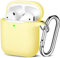 Maledan Kompatibel mit AirPods Hülle AirPods Case Apple Airpods 2 & 1, Voller Schutz Silikon Schutzhülle (Front LED Sichtbar) mit karabiner, Samtgelb