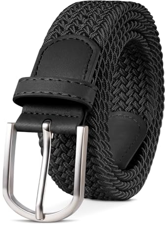 TANGCHAO Stoffgürtel Stretchgürtel Elastik Flechtgürtel Geflochtener und Elastischer Dehnbarer Gürtel für Damen und Herren Breite 3.3cm HEI-135cm