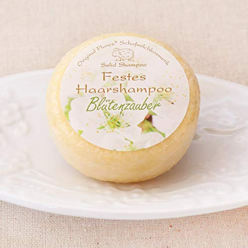 Festes Haarshampoo 2x58g, Blütenzauber mit Schafmilch verpackt in Folie