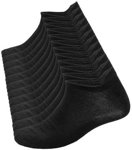 Poligono Calzini Uomo e Donna, Calze Corti Anti-Vescica per Sport, Fantasmini Invisibili, Calzini Sneakers alla Caviglia in Morbido Cotone, Calze Basse Traspirante, Nero (pacco da 6),35-40