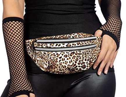 WILBERS & WILBERS 48970 - Bauchtasche mit Leoparden Motiv, Hüfttasche, Animal Print, Accessoire für Festival, Karneval, 80er Jahre Outfit