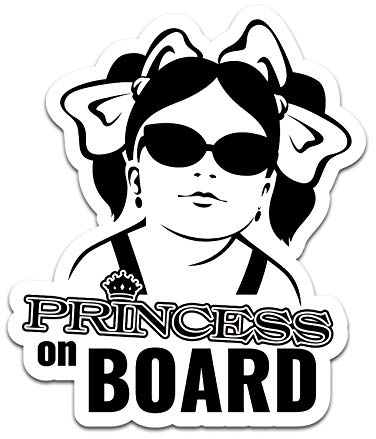 Baby and Friends on Board Aufkleber Kind Dog Cat oder Prinzessin Sticker für Fahrzeuge Auto Bus Wohnwagen Autoaufkleber Kfz Zubehör R118 (Princess)