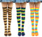 Chalier Cozy 3 Paare Gestreifte Kniestrümpfe Overknee Strümpfe Damen Lange Gestreifte Socken Thigh High Socks Beinwärmer Schenkel Socken für Mädchen Einheitsgröße Orange grün Khaki