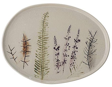 Bloomingville Bea Servierplatte aus Steinzeug in der Farbe Beige, Maße: 34,5cm x 26cm x 2cm, 82050108