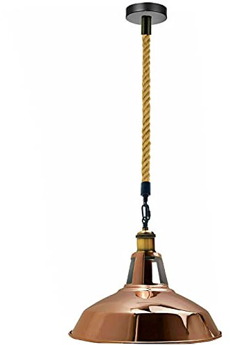 LEDSone Neue Easy Fit Deckenleuchte im Kronleuchter-Stil mit modernem Hanf-Anhänger-Set (Roségold)