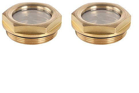 JUN-STORE PIPE-FITTINGS 2PCS BSP Male Thread Brass Hex Head Oil Level Sight Glass Window, for Air Compressor Machine Tool (Thread Specification : 1Inch)