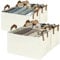 GRANNY SAYS Storage Boxes for Shelves, Pack of 4 Clothes Storage Boxes with Metal Frame, Wardrobe Storage Baskets for Clothes, Yellow White Fabric Storage Boxes, Foldable Storage Boxes for Wardrobe