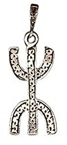 Colgante Amazigh bereber marroquí - alfabeto bereber Zed hombre libre Tamazigh - símbolo de la libertad. Plata de ley. Largo 38 mm Ancho 15 mm