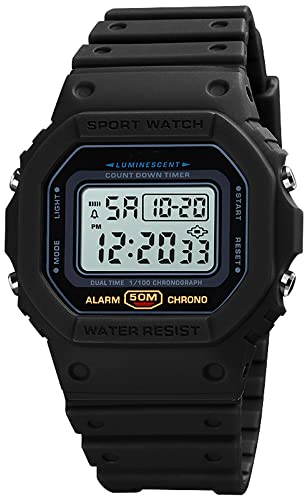 ROSEBEAR Unisex Digital Quarz Uhr,StoßFeste Herren Digital Uhren 50M wasserdichte Outdoor Sportuhr Nachtsicht Elektronische Uhr Pu-Armband