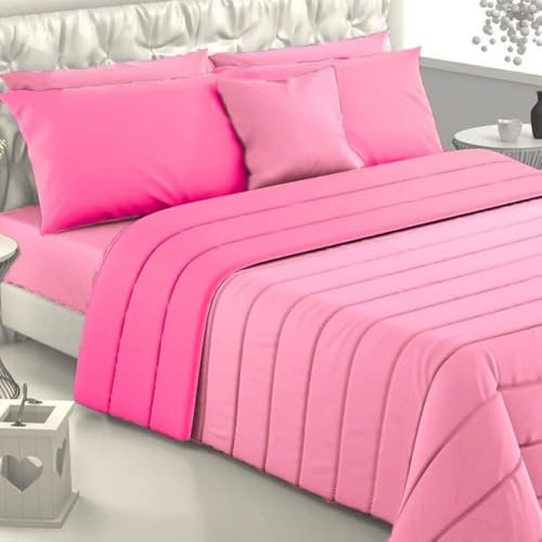 Viterbo Biancheria - Piumone Matrimoniale Invernale Caldo, Trapunta Invernale Made in Italy, Imbottitura di 300 Gr/Mq, Coperta Copriletto (4111, Rosa/Fucsia)