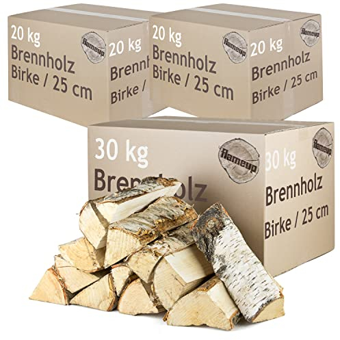 Brennholz Kaminholz Birkenholz Holz 90 kg Birke Für Ofen und Kamin Kaminofen Feuerschale Grill Feuerholz Holzscheite Wood 25 cm Kammergetrocknet Flameup