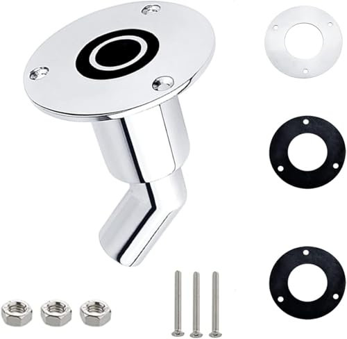 Thru Hull Exhaust Skin Fitting, 24mm Diesel Heater Exhaust Tube Pipe Socket Hardware, 316 Stainless Steel Fitting Diesel Parking Boat Marine Car Truck Heaters, with Bolts and Nuts Angled