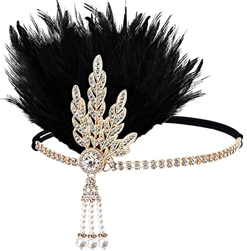 FERCAISH 1920er Jahre Flapper Stirnband Brüllend 20er Jahre Stirnband Kristall Stirnband Great Gatsby Haarschmuck für Frauen