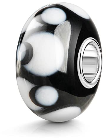 MATERIA by Matthias Wagner Glas Beads schwarz weiß - Charms Anhänger Silber 925 Damen