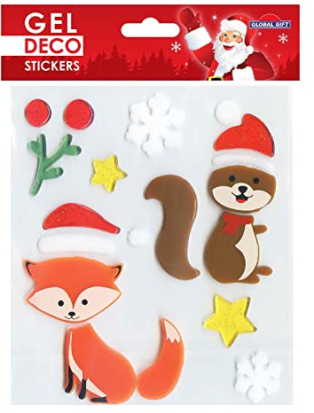 Global Gift Gel-Sticker Weihnachten für Fenster - Weihnachtstiere