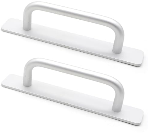 YDHfdc 2 Piezas Puertas Correderas Autoadhesivo Tirador 147mm Adhesivo de Aleación de Aluminio Manijas, Mueble Viscoso Tiradores para Armario de Cajón de Armario de Cocina, Plata