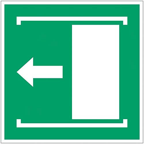 CARTELLO SEGNALETICO QUADRATA ISO 7010 - Porta con apertura scorrevole verso sinistra - Adesivo Extra Resistente, Pannello in Forex, Pannello In Alluminio (ADESIVO 5 CM)
