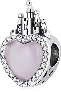 NINGAN Charme des herzförmigen Schlosses 925 Sterling Silber bunte Edelstein Perlen Kompatibel mit Damenarmband und Valentinstagsgeschenk