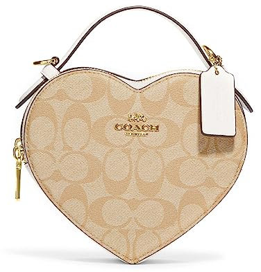 COACH Herz Umhängetasche, Helles Khaki/Kreide, Small