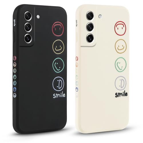 Pnakqil 2 stück Handyhülle für Samsung Galaxy S21 FE 5G 6.4,Hülle Süßes Bemaltes Smile Face Design Case Weiche Tasche für Damen Geschenk Modische TPU Dünn Kameratasche Schutzhülle für Samsung S21 FE