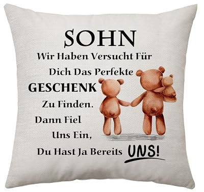 Aconesong Besonderes Geschenk für Sohn von Mama Papa - Kissenbezug für Geburtstag, Weihnachten, Graduierung, Hochzeit - Home Decor (Sohn-Uns)