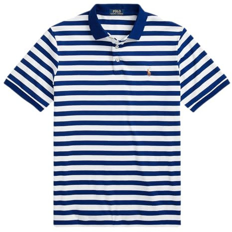 POLO RALPH LAUREN Herren Interlock Gestreiftes Poloshirt aus Baumwolle, klassische Passform, Größe XL, Königsblau/Weiß (Sig Pony)), Königsblau/Weiß (Sig Pony), XL