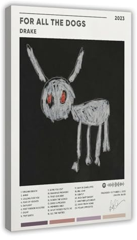 Metegate Drake Poster für alle Hunde, Albumcover, Leinwandposter, Schlafzimmer-Dekor, Sportlandschaft, Büro, Raumdekoration, Geschenkrahmen: 30 x 45 cm