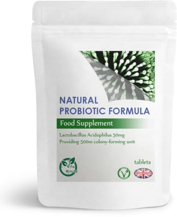 Acidophilus Lactobacillus 500m CFU (60 Tablets) Digestive & Gut Health, Supports Bacteria Levels, Stomach Acid (Vegan)