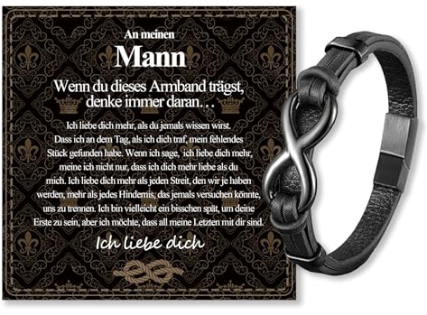 VGWON Armband Herren, Männergeschenke, Geschenke für Männer, Männer Geschenke, Lederarmband Geburtstagsgeschenk für Ihn Freund Ehemann 322